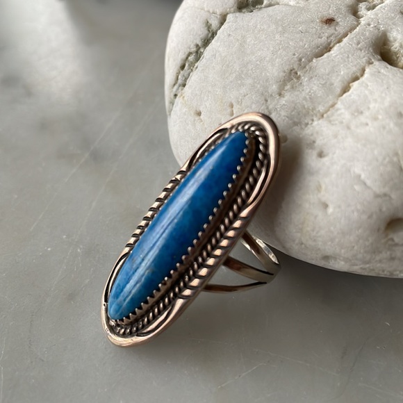SOLD Native American Vintage Denim Lapis Ring - Picture 3 of 9